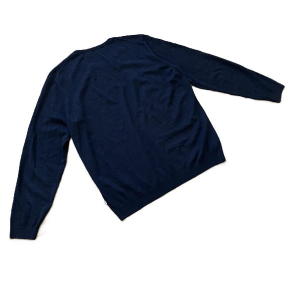 Hugo Boss Pure Wool Pullover Sweater Lightweight Crew Neck Navy Blue Men's XXL - Picture 4 of 7